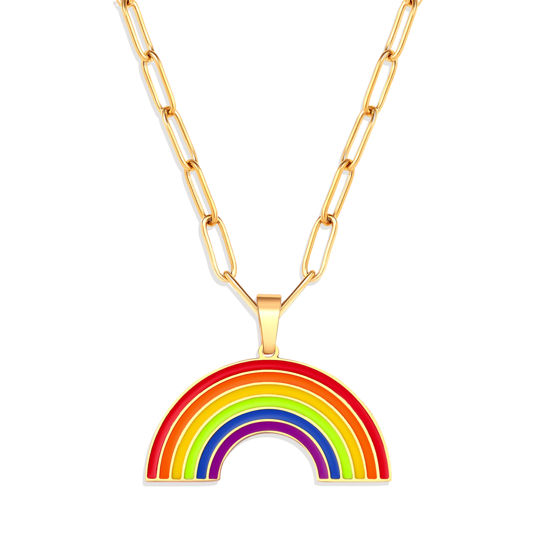 Personalized Rainbow Pendant Necklace