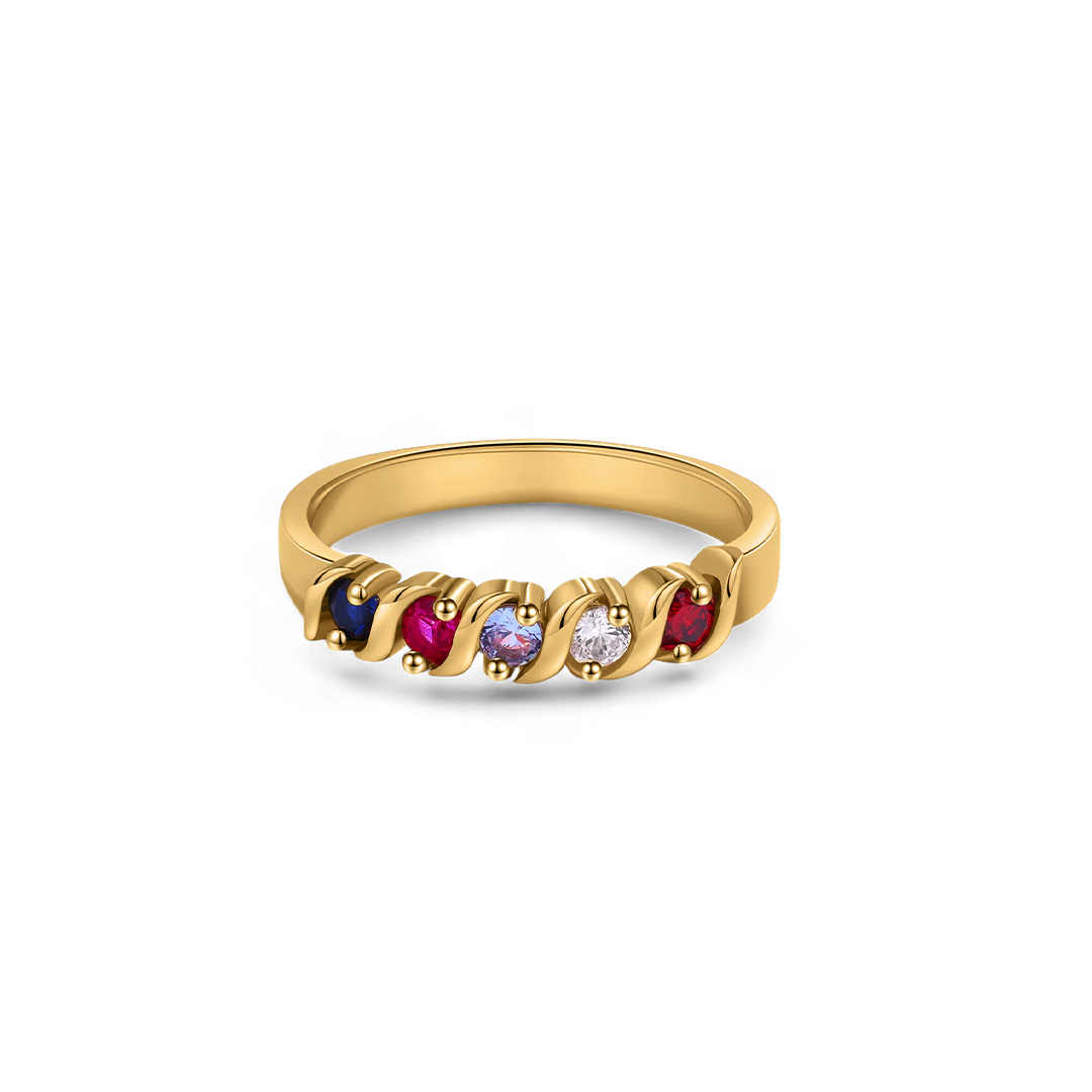 Personalized Birthstones Wave Ring