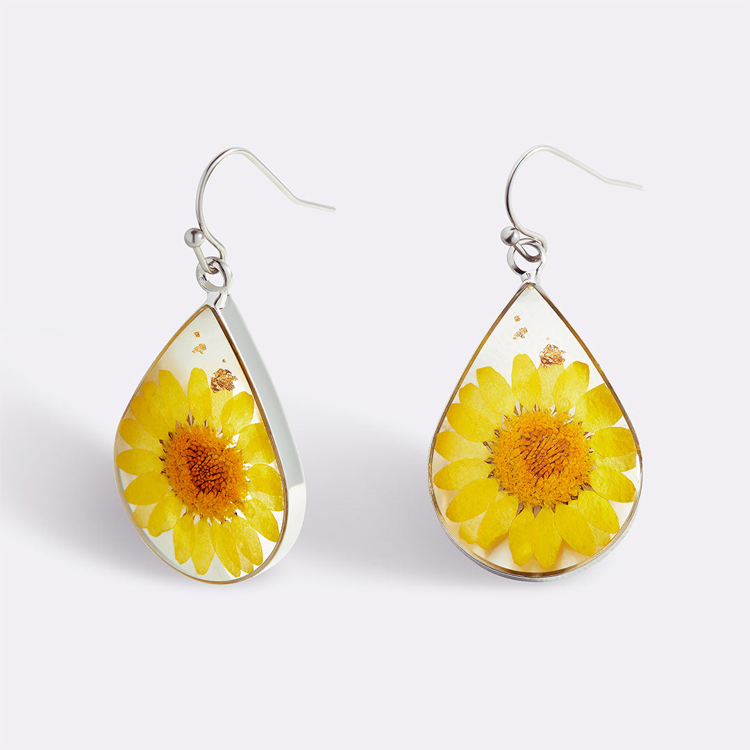 Pressed Birth Flower Earrings