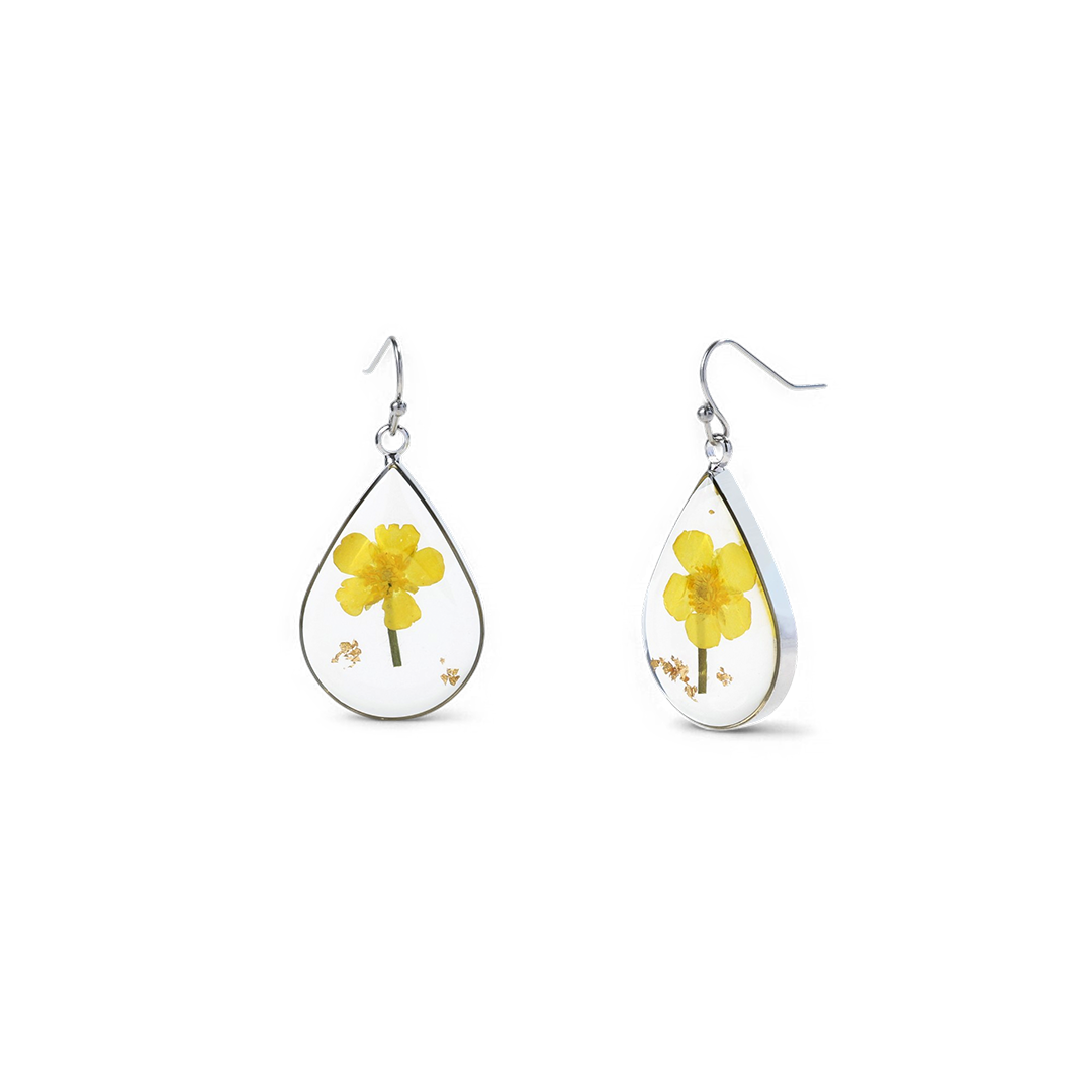 Pressed Birth Flower Earrings