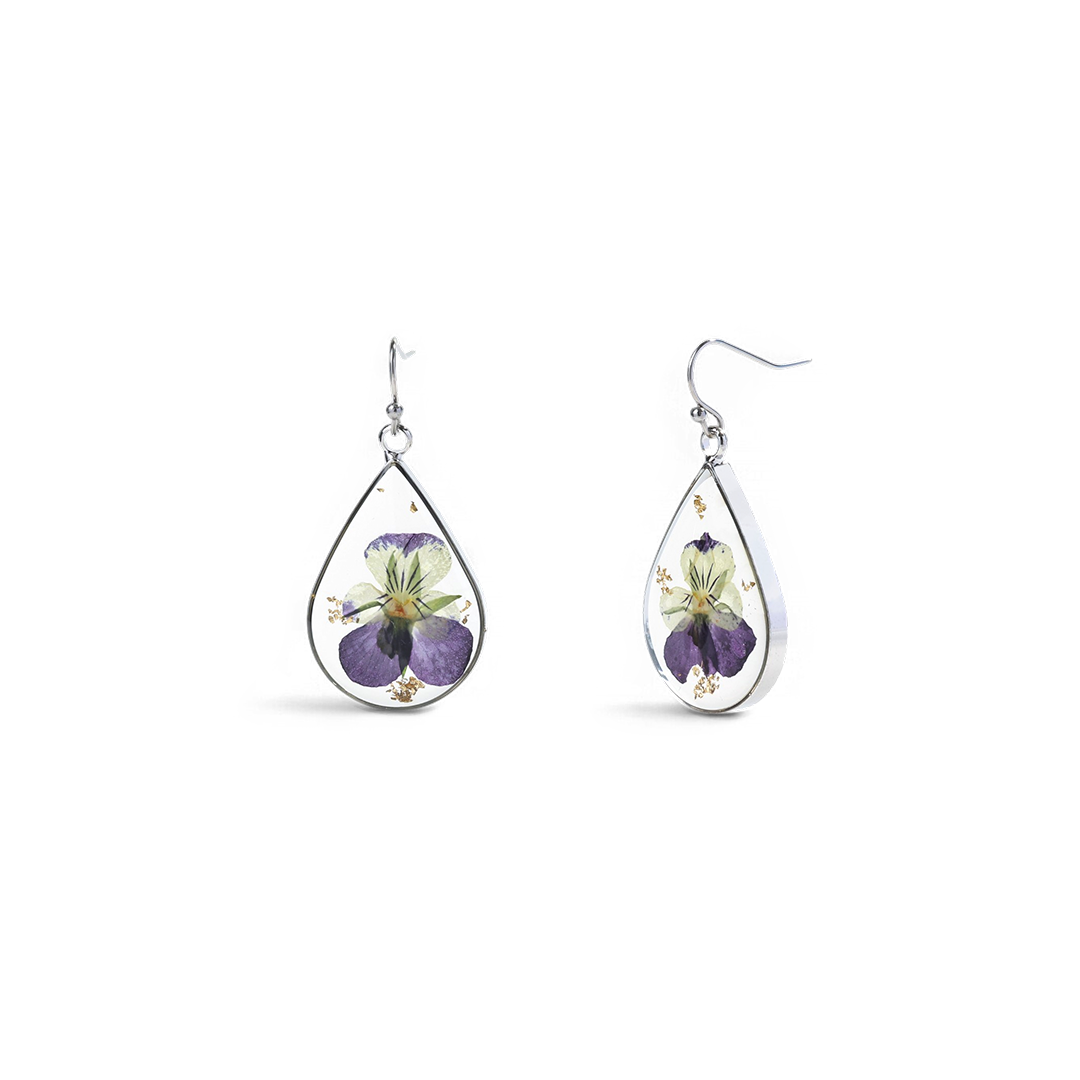 Pressed Birth Flower Earrings