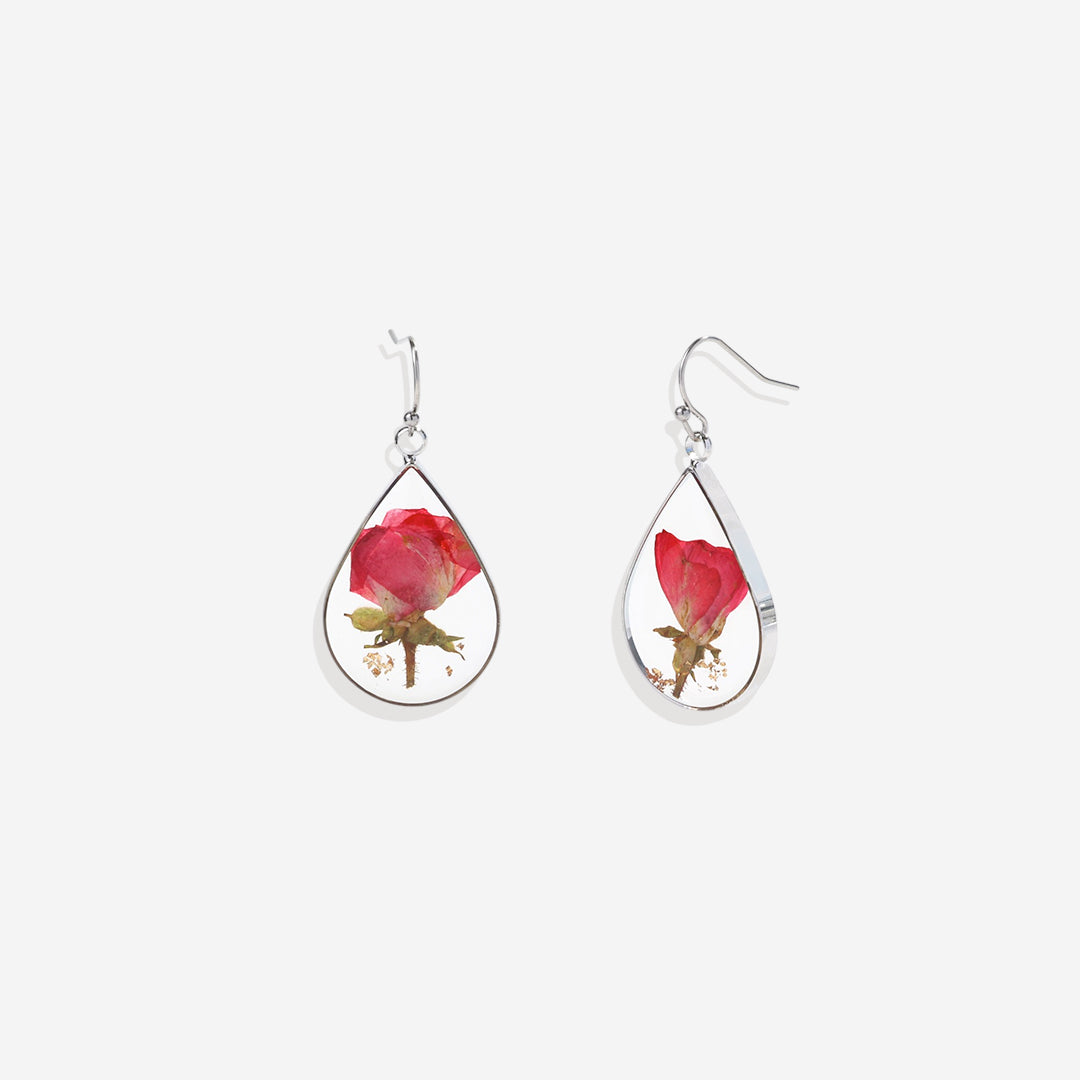 Pressed Birth Flower Earrings