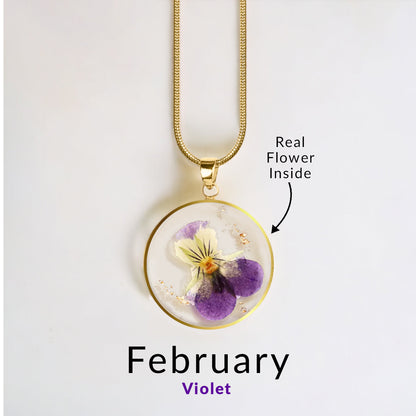 Pressed Birth Flower Necklace