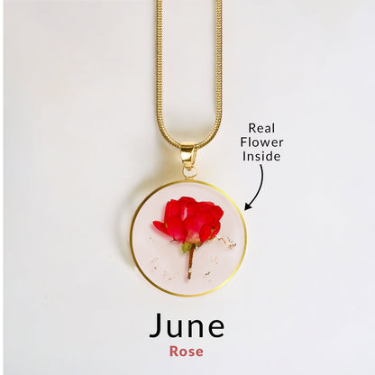 Pressed Birth Flower Necklace