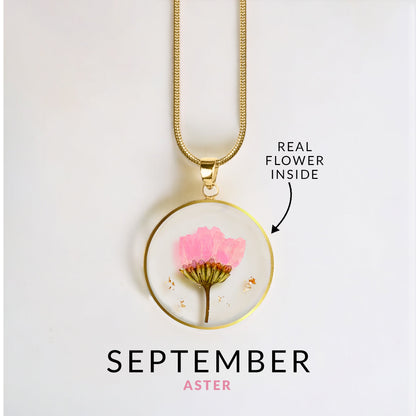 Pressed Birth Flower Necklace