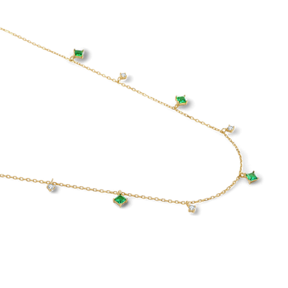 Princess-Cut Emerald Station Necklace