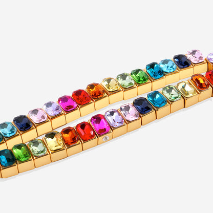 Rainbow Baguette Beaded Bracelet