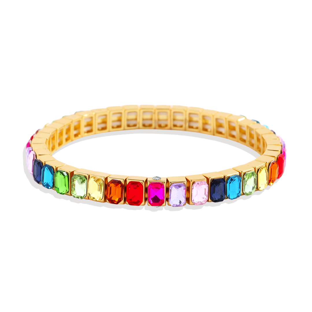 Rainbow Baguette Beaded Bracelet