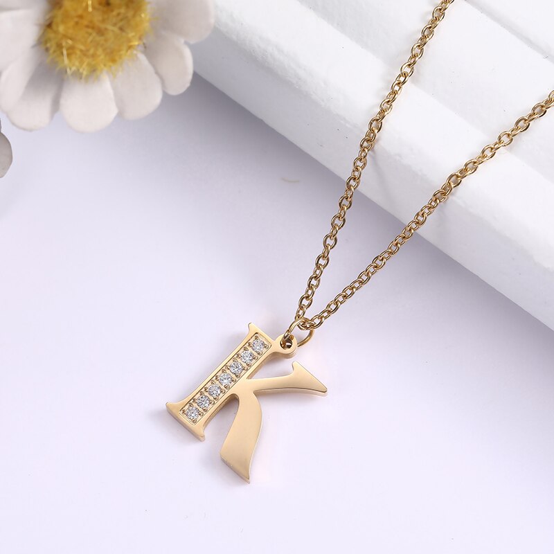 Crystal Accent Letter Satellite Necklace