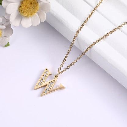 Crystal Accent Letter Satellite Necklace