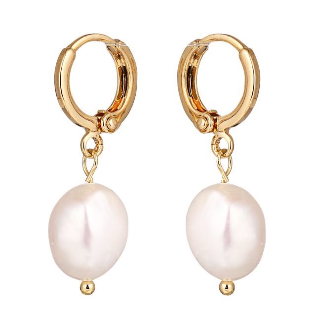 Freshwater Pearl Drop Huggie Earrings