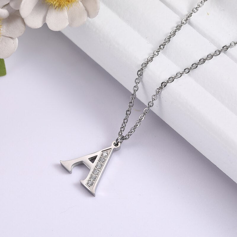 Crystal Accent Letter Satellite Necklace