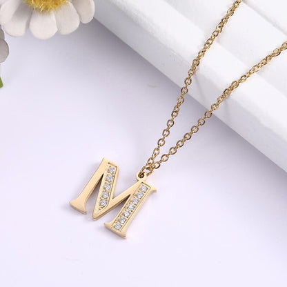 Crystal Accent Letter Satellite Necklace