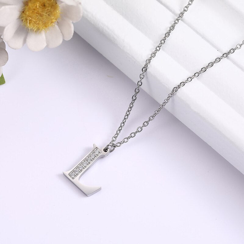 Crystal Accent Letter Satellite Necklace