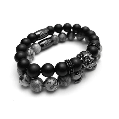 Black Lion with Black & Grey Stones Set