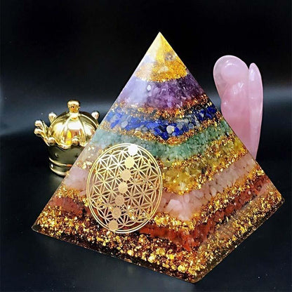 Seven Chakra Healing Orgone Pyramid