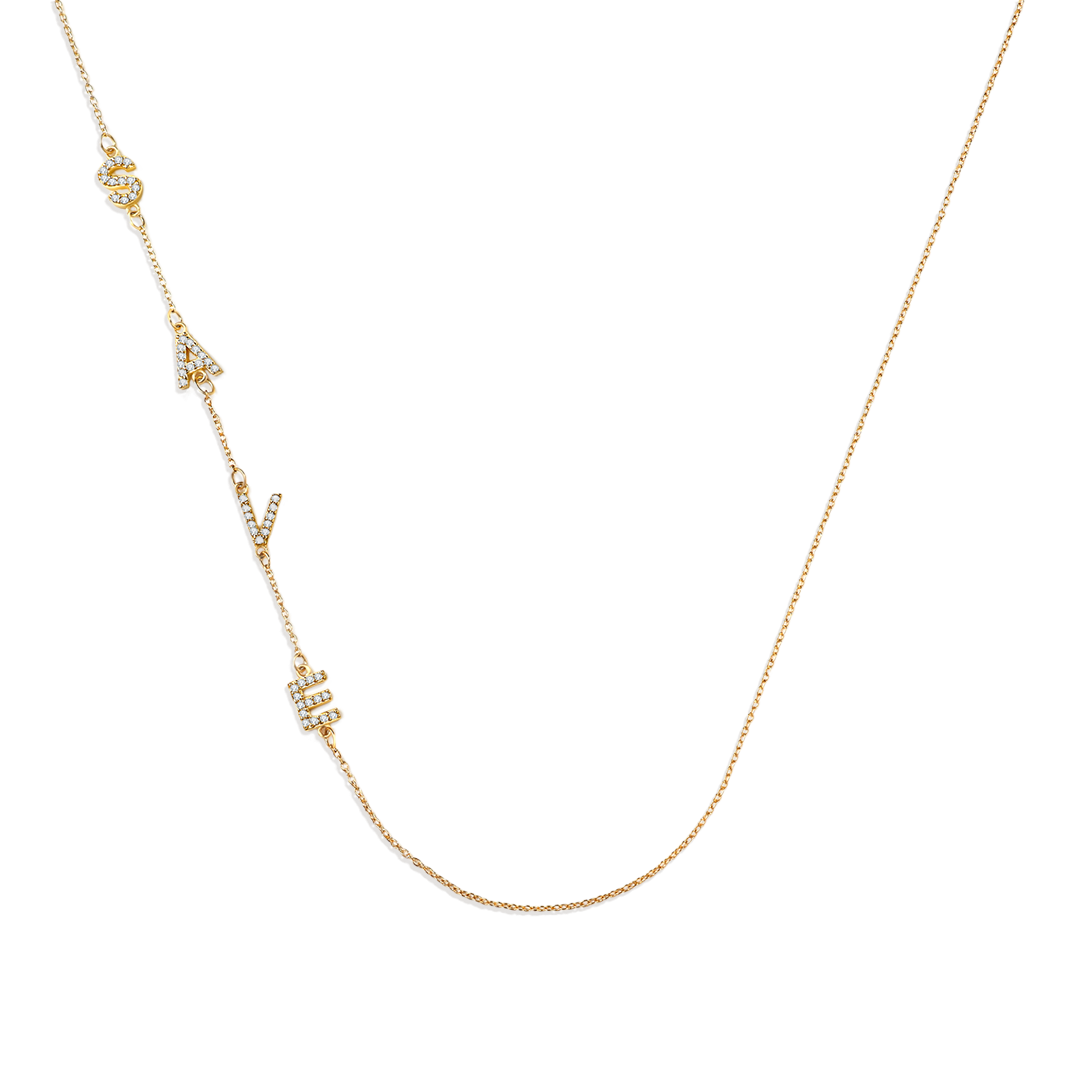 Sideways Pave Initials Necklace