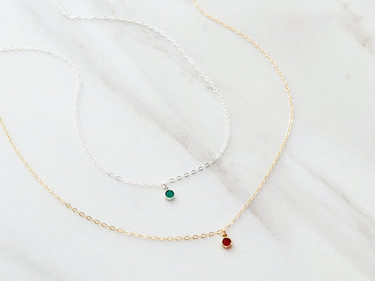 Dainty Birthstone Necklace | Single