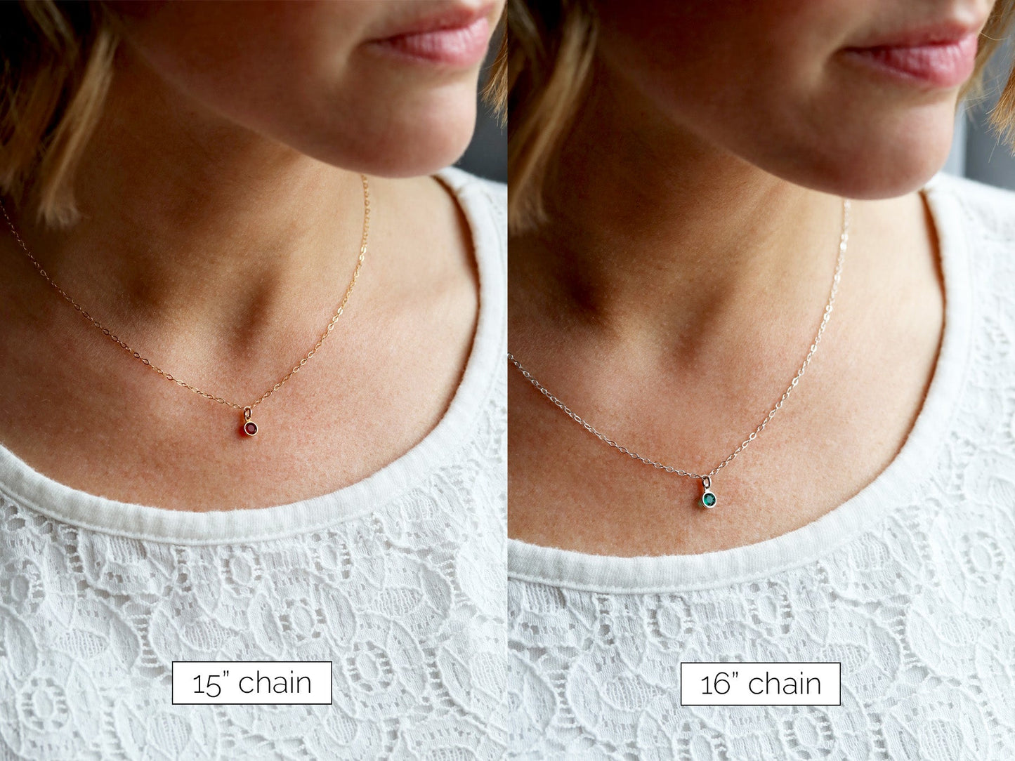 Dainty Birthstone Necklace | Single