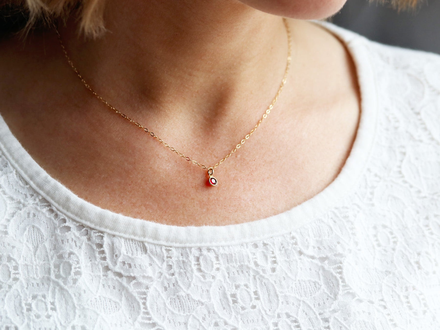 Dainty Birthstone Necklace | Single