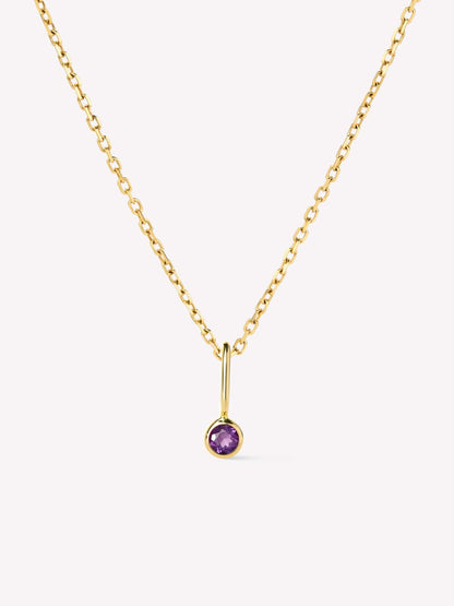 Solid Yellow Gold - Birthstone Necklace