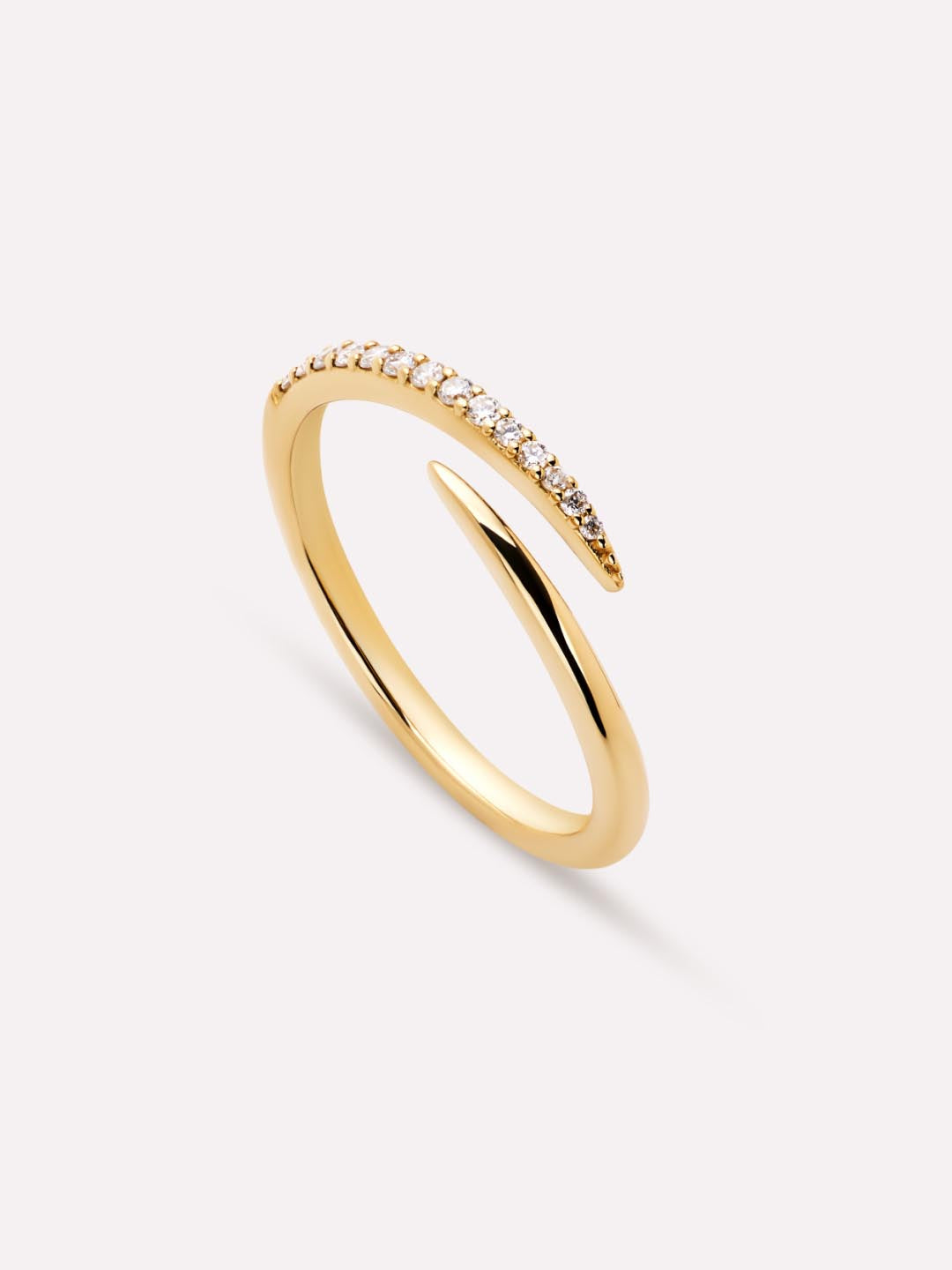 Gold Band Ring - Diamond Bypass Ring