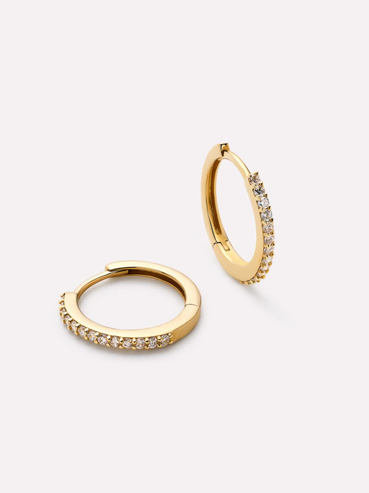 Diamond Hoop Earrings - Diamond Huggie Hoops Medium