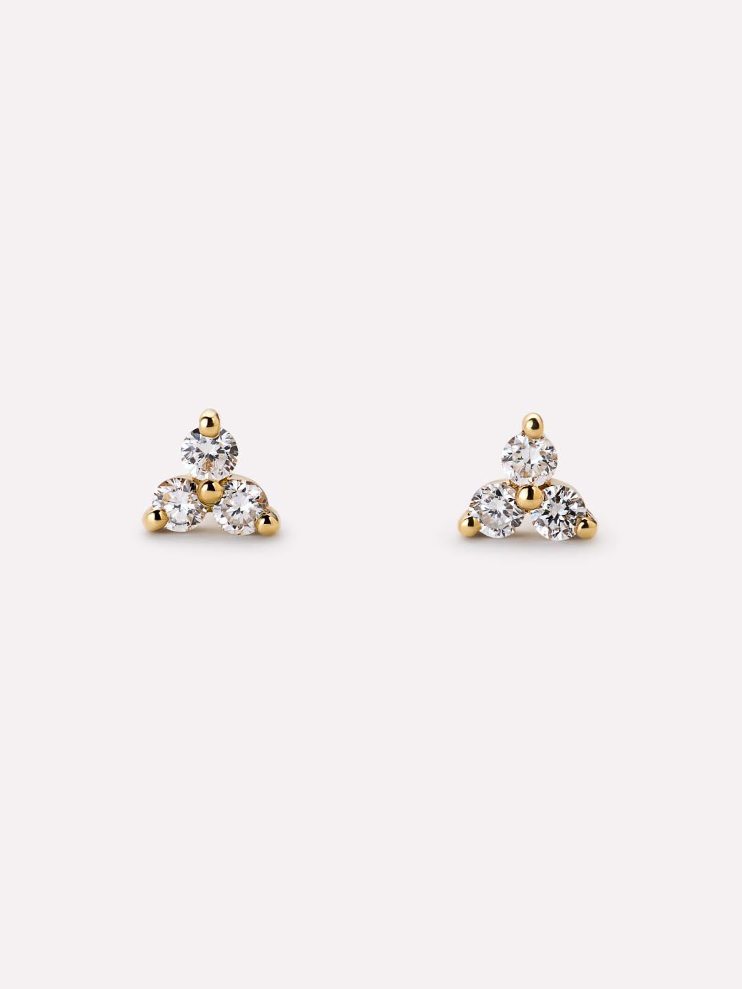 Gold Stud Earrings - Diamond Trefoil Studs