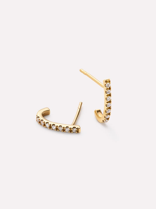 Gold Stud Earrings - Diamond Huggie Stud Earrings