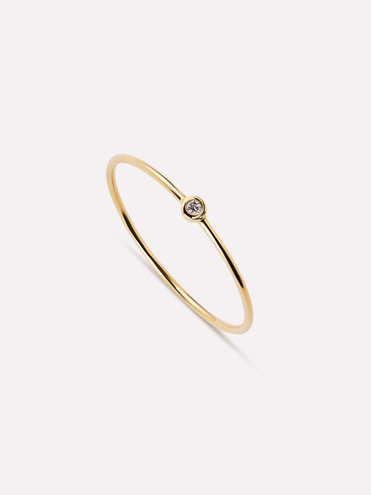 Gold Band Ring - Mini Diamond Ring