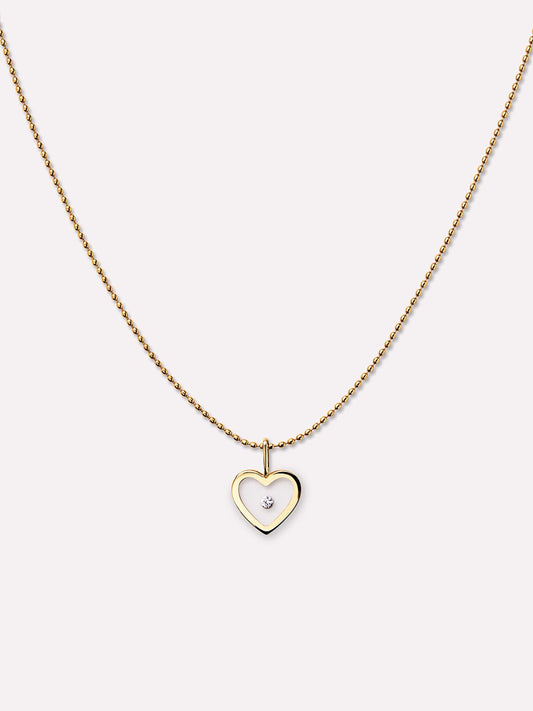 Gold Pendant Necklace - Heart Floating Diamond Necklace