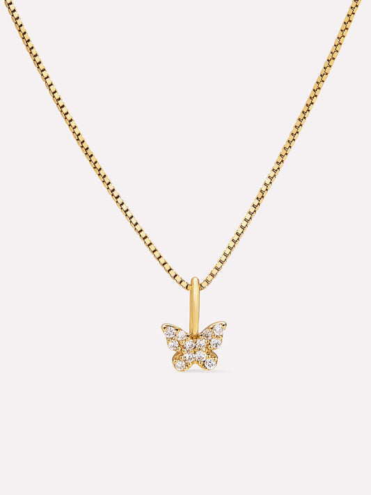 Gold Pendant Necklace - Butterfly Charm Necklace