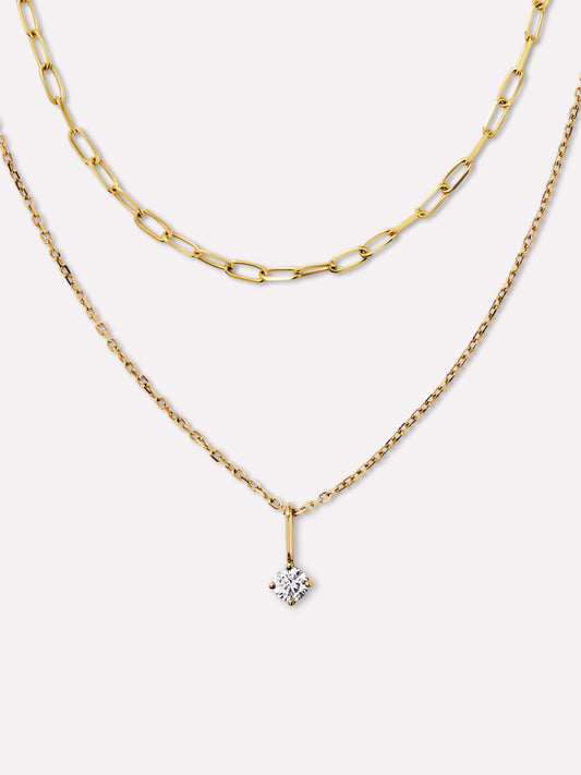 Diamond Necklace - Gold Diamond Layered Necklace