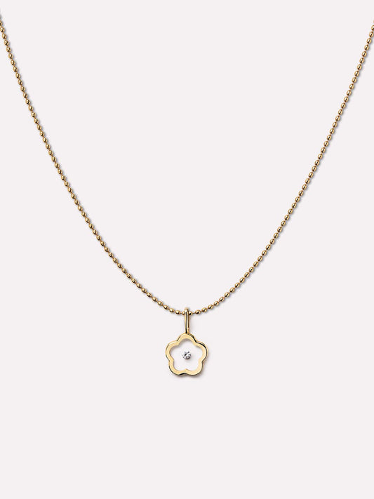 Gold Pendant Necklace - Flower Floating Diamond Necklace