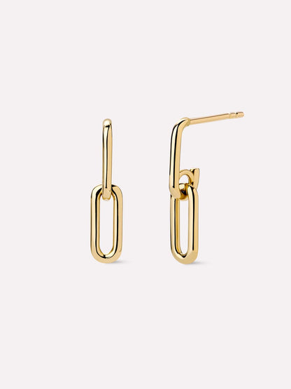 Solid Yellow Gold - Oval Links Drop Earrings