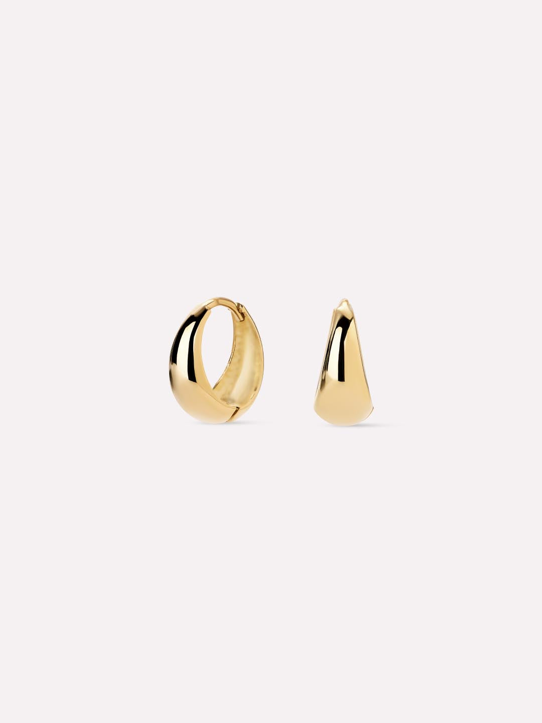 Solid Yellow Gold - Tapered Mini Huggie Hoops