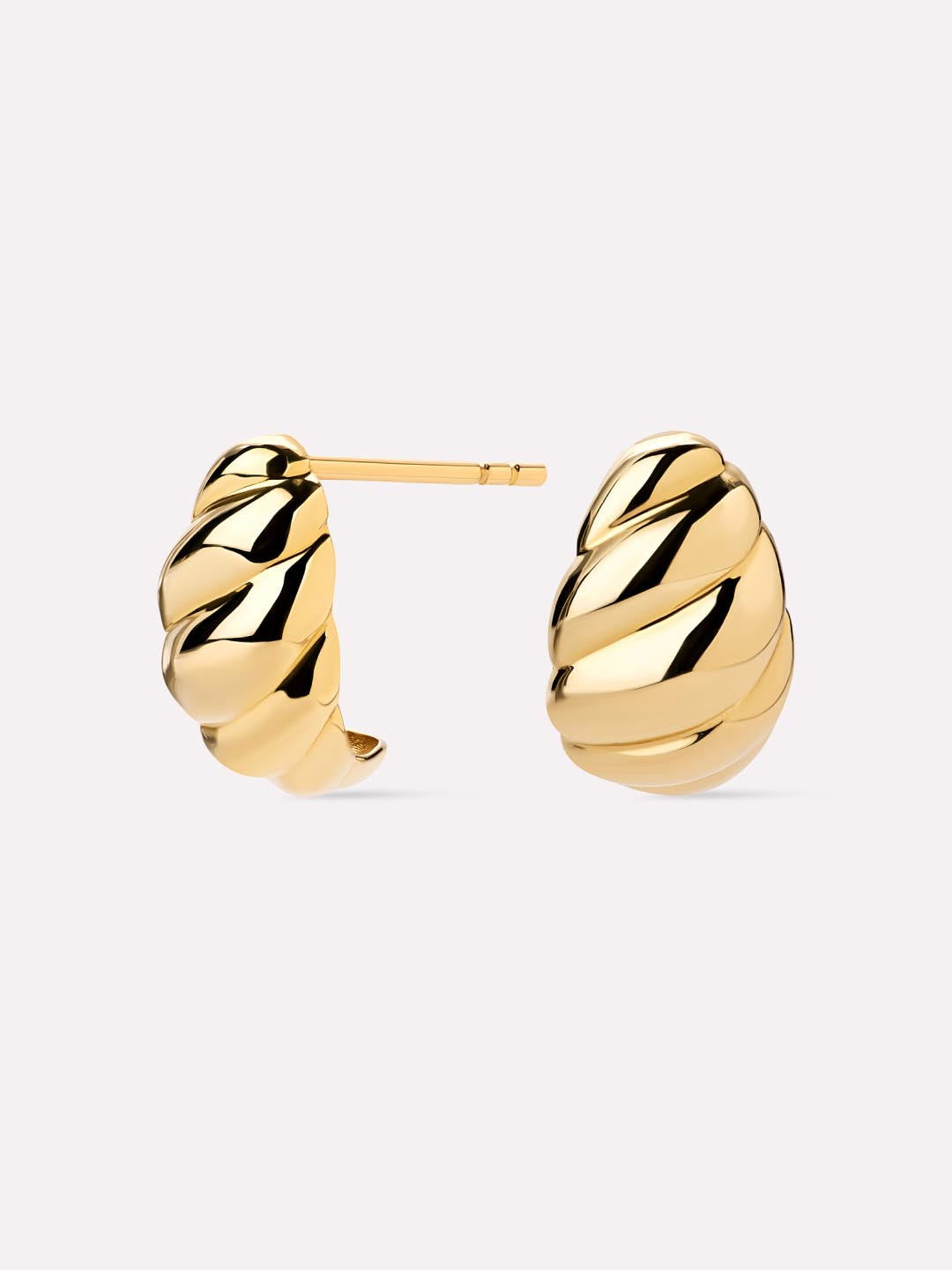 Solid Yellow Gold - Rope Huggie Studs