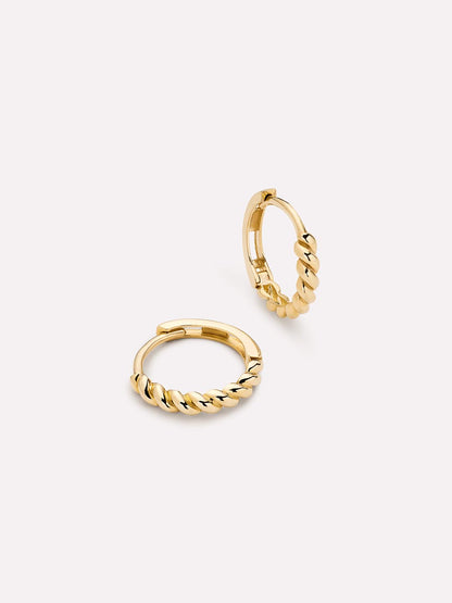 Solid Yellow Gold - Gold Twist Hoops Small