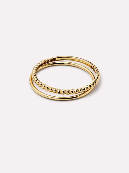 Gold Band Ring - Gold Bead Ring Set