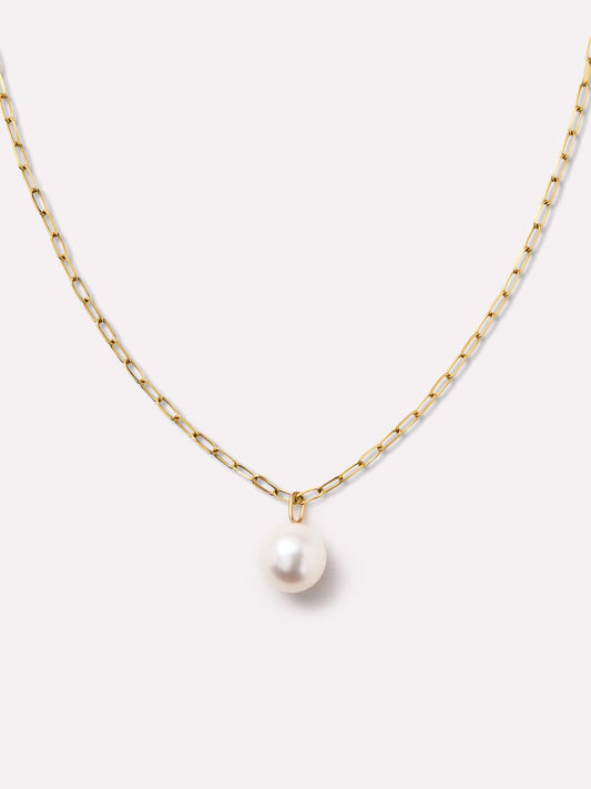 Gold Pendant - Gold Round Pearl Necklace