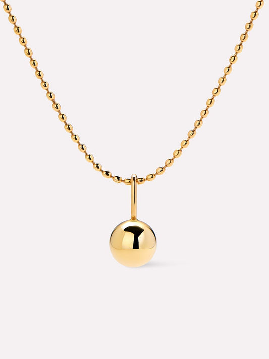 Gold Pendant Necklace - Sphere Charm Necklace