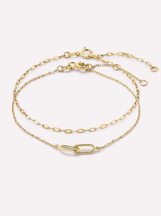 Gold Bracelet Set - Gold Link Bracelet Set