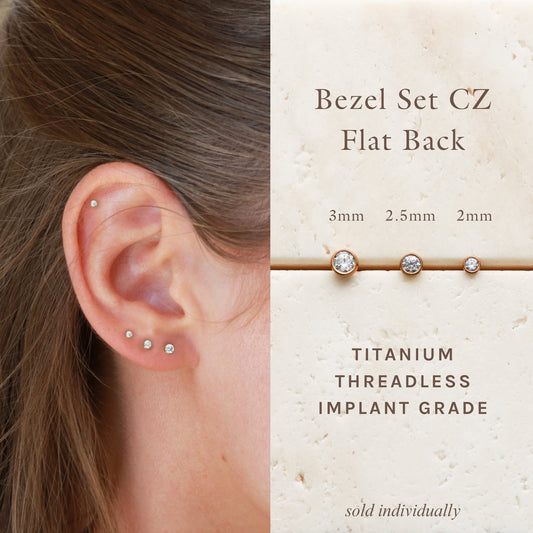 CZ Bezel - Titanium Flat Back