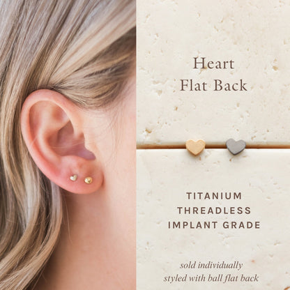 Heart - Titanium Flat Back