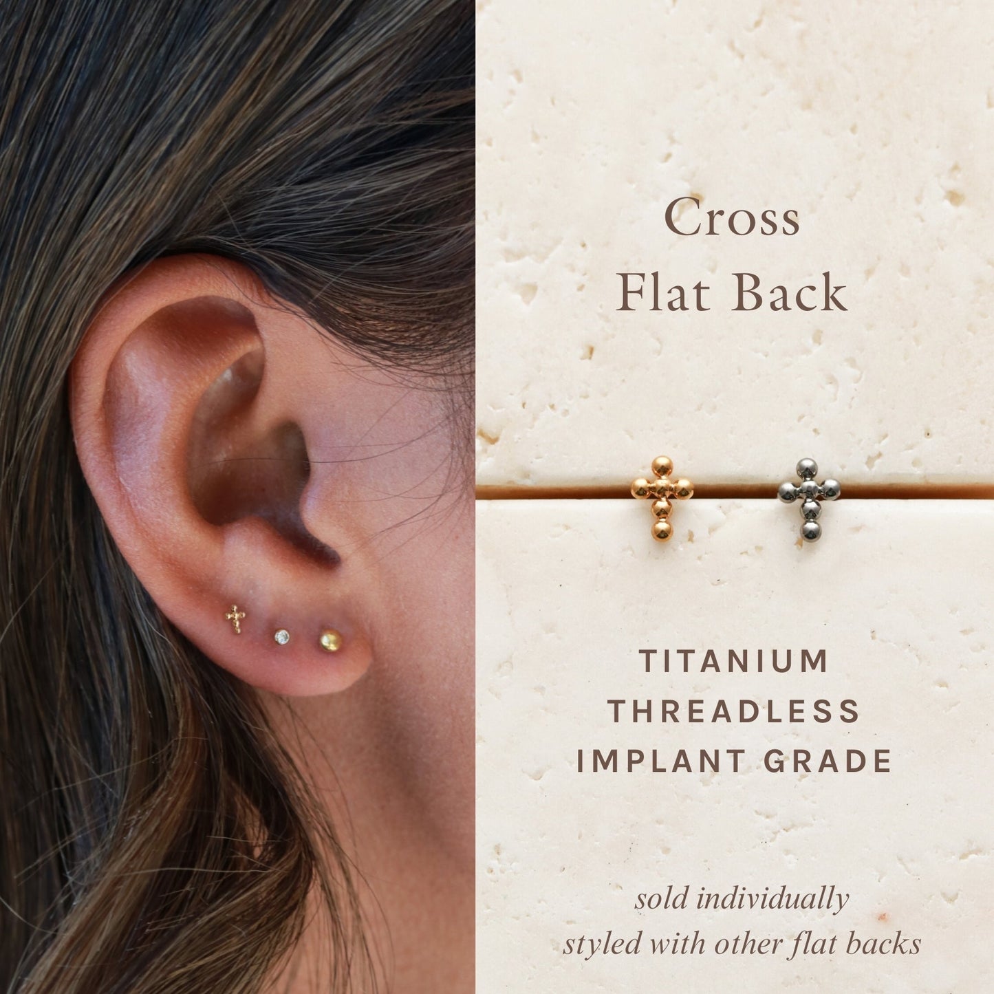 Cross - Titanium Flat Back