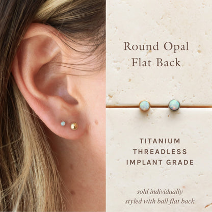 Round Opal - Titanium Flat Back