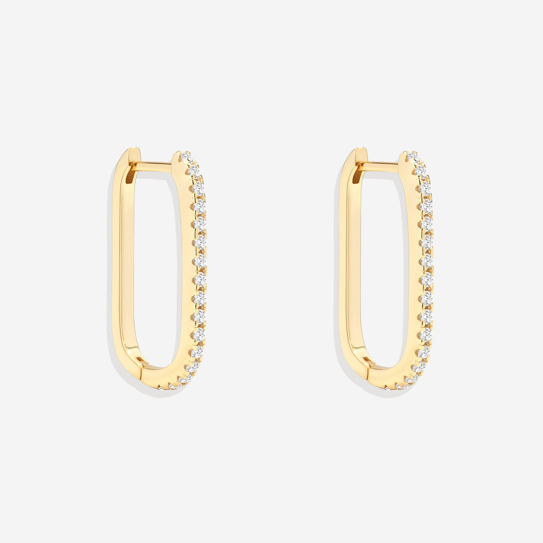 Square Pave Hoop Earrings