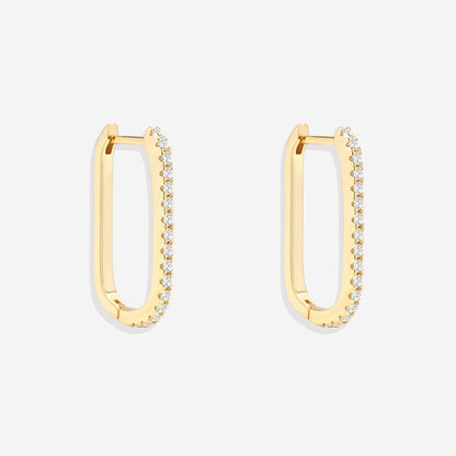 Square Pave Hoop Earrings