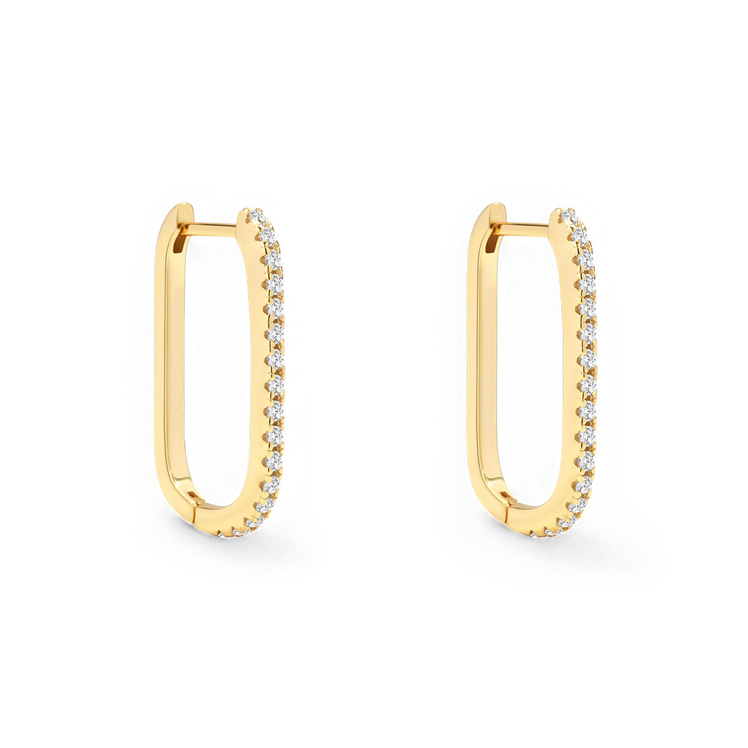 Square Pave Hoop Earrings