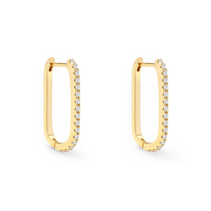 Square Pave Hoop Earrings